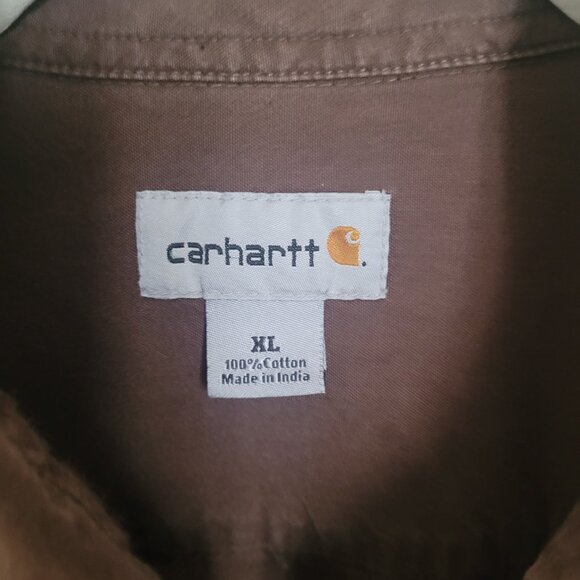 Brown Carhartt Shirt Mens Long Sleeve Size XL - Picture 3 of 15